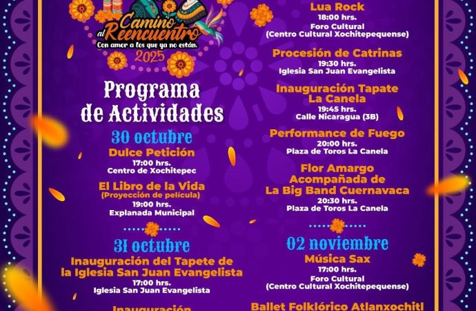 PRESENTA “CHALO” FLORES FESTIVAL DÍA DE MUERTOS XOCHITEPEC 2025