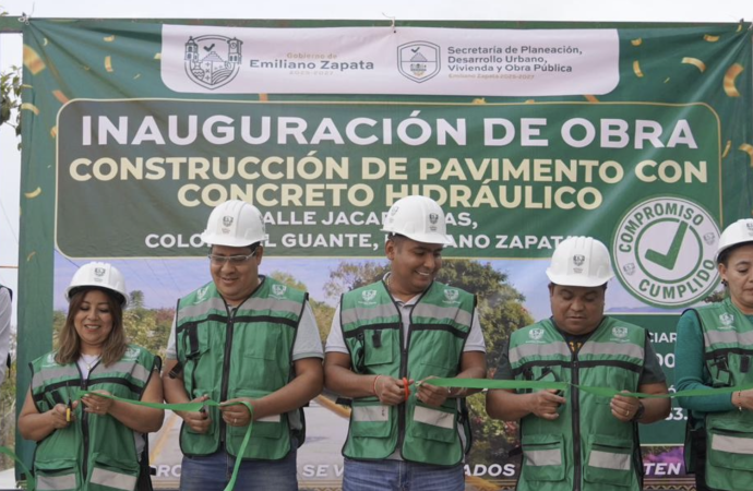 INAUGURA AYUNTAMIENTO DE EMILIANO ZAPATA OBRA DE PAVIMENTACIÓN EN LA COLONIA EL GUANTE