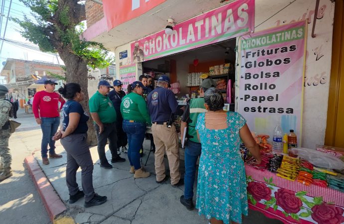 Refuerzan acciones preventivas para inhibir la venta de pirotecnia en Emiliano Zapata